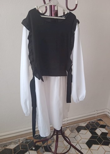 Gevşek Kesim Siyah-Beyaz Hamile Tunik