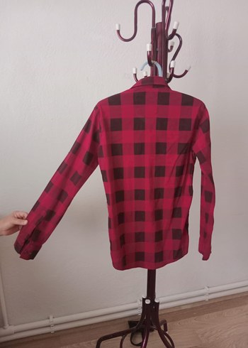 Diğer Bordo Ekose Desenli Uzun Kollu Kadın Gömlek