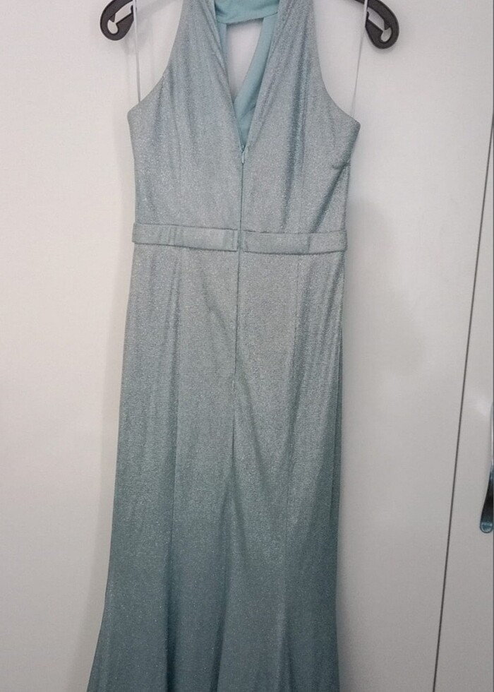 Buz mavisi full simli abiye - Görsel 2