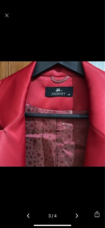 Saten Kırmızı Blazer Ceket - Görsel 3