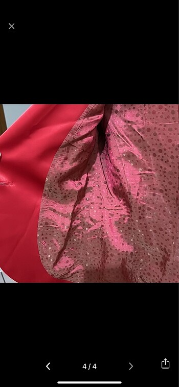 Saten Kırmızı Blazer Ceket - Görsel 4