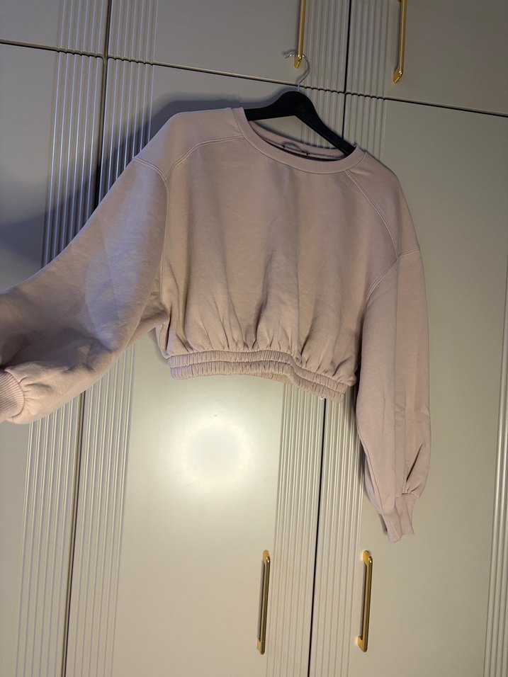 Zara bej  Kadın Keten Sweatshirt, Rahat Kesim - Görsel 3