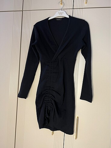 Siyah triko elbise - Görsel 3