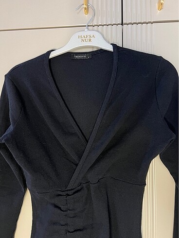 Siyah triko elbise - Görsel 4