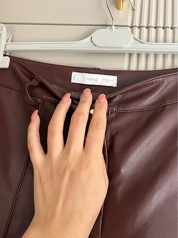 Mango kahverengi deri pantolon - Görsel 8