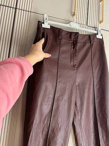 Mango kahverengi deri pantolon - Görsel 5