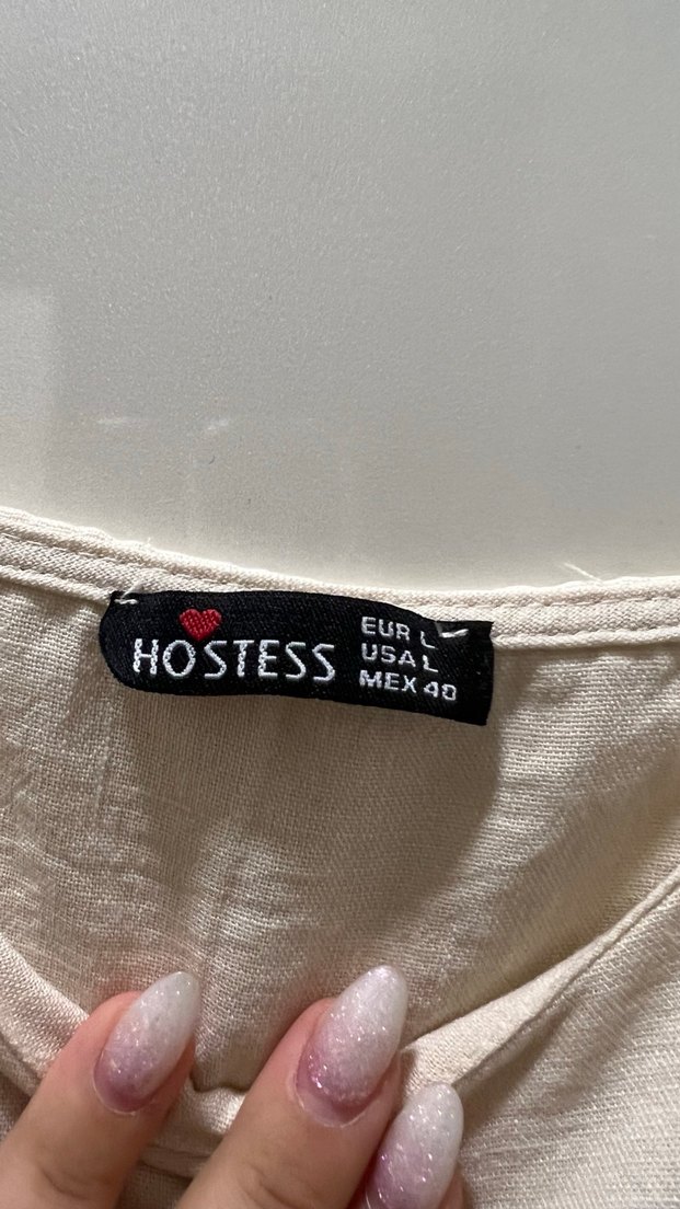 Bej Keten Salaş Uzun Kadın Elbise - Görsel 2