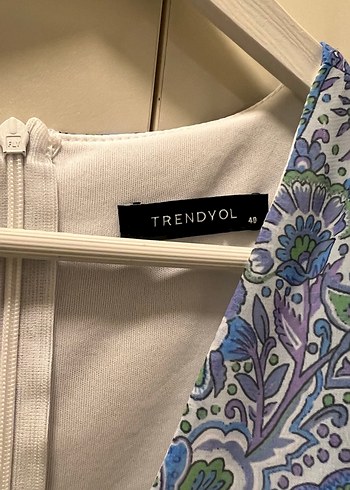 Mavi V Yaka Bohem Mini Elbise - Görsel 3