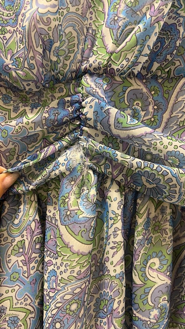 Mavi V Yaka Bohem Mini Elbise - Görsel 2