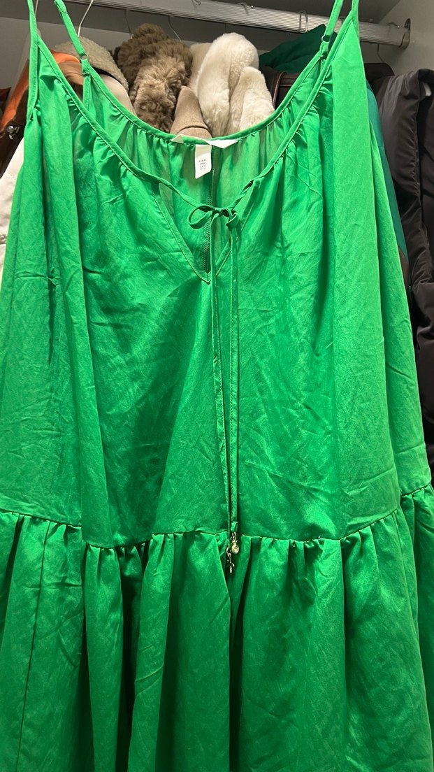 Yeşil Drapeli Mini  Bohem Elbise - Görsel 3