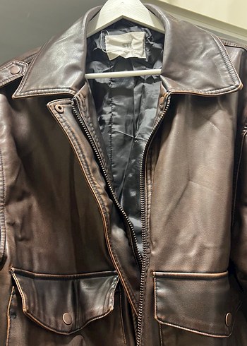 Kahverengi Deri Kemerli Midi Ceket - Görsel 3