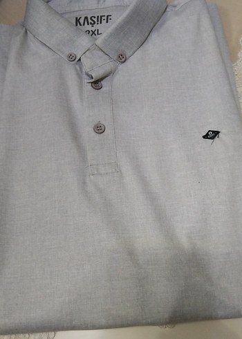 Gri Kısa Kollu Pamuklu Polo Tişört - Görsel 3