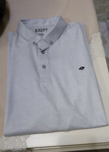 Gri Kısa Kollu Pamuklu Polo Tişört - Görsel 4