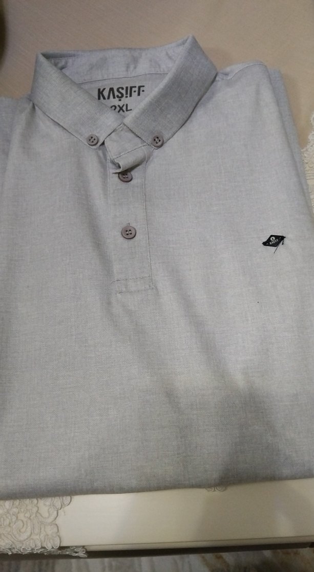 Gri Kısa Kollu Pamuklu Polo Tişört - Görsel 3