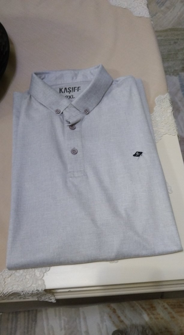 Gri Kısa Kollu Pamuklu Polo Tişört - Görsel 4