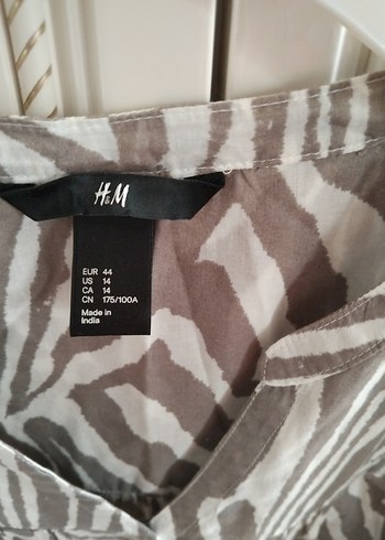 xl Beden çeşitli Renk Gri Zebra Desenli V Yaka Keten Gömlek