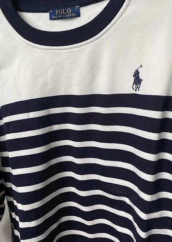 l Beden Polo Lacivert Beyaz Çizgili Kadin Sweatshirt