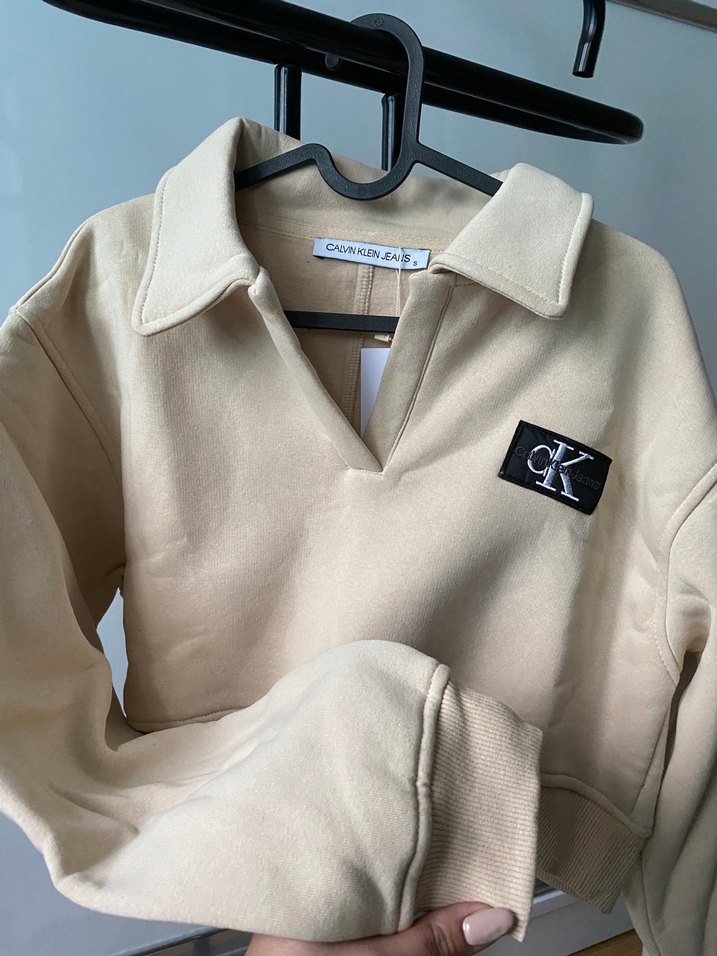 Bej Yaka Detaylı Kadın Sweatshirt - Görsel 2