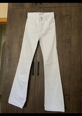 Zara Beyaz Yuksek Bel Denim Jean