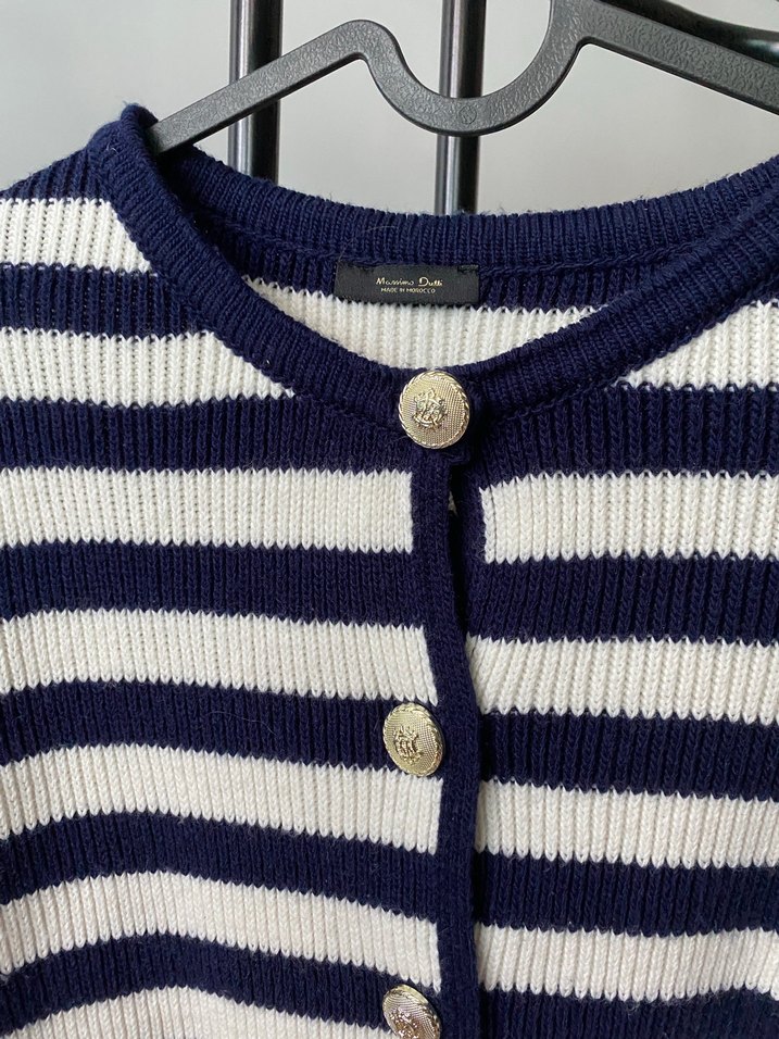 Düğmeli Çizgili Triko Kadın Hırka - Görsel 2