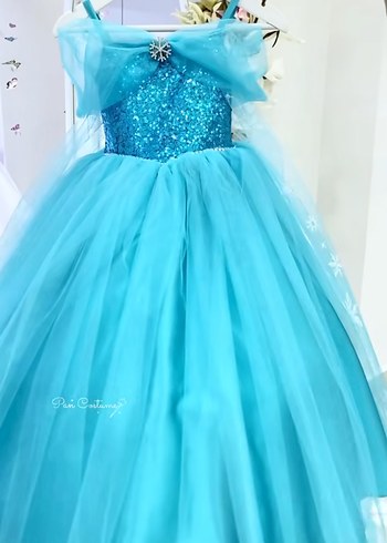 Zara Mavi Simli Klasik Kız Çocuk Abiye Elbise elsa