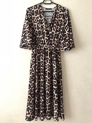 m Beden Leoparlı elbise