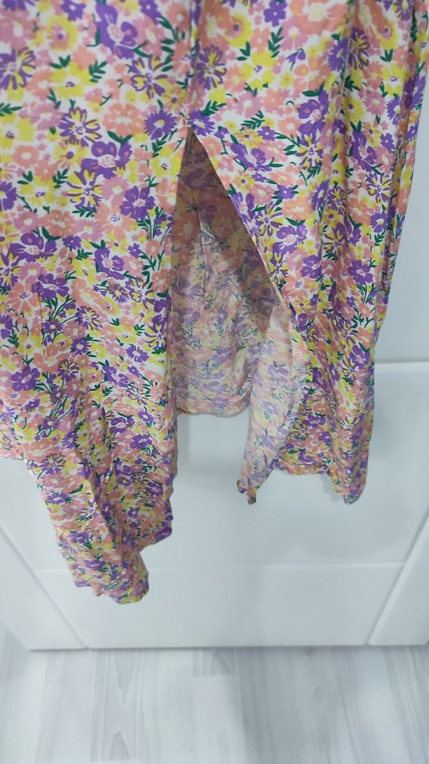 Çiçek Desenli Düğmeli Midi Hamile Eteği m bedende giyebilir - Görsel 4