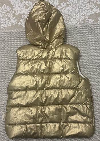 Kız Çocuk Altın Rengi Kapüşonlu Yelek - Görsel 2