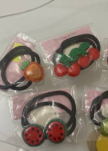 Renkli Meyve Desenli Lastikli Çocuk Saç Tokaları - Görsel 2