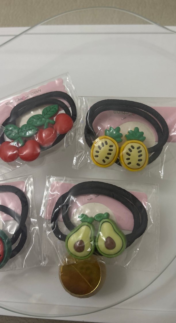 Renkli Meyve Desenli Lastikli Çocuk Saç Tokaları - Görsel 3