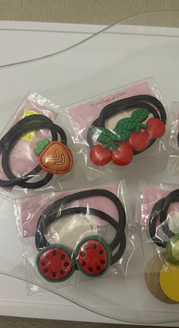 Renkli Meyve Desenli Lastikli Çocuk Saç Tokaları - Görsel 2