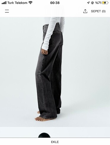 xs Beden gri Renk Zara siyah straight fit low rise jean pantolon