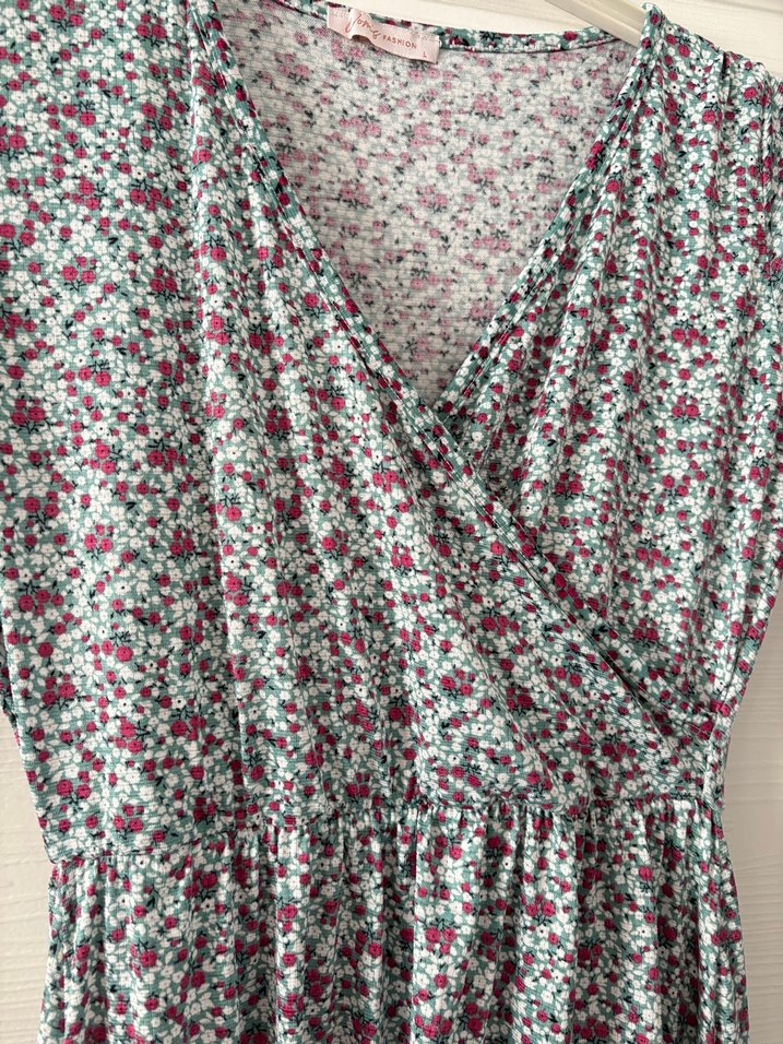 Bohem V Yaka Mini Elbise - Görsel 2