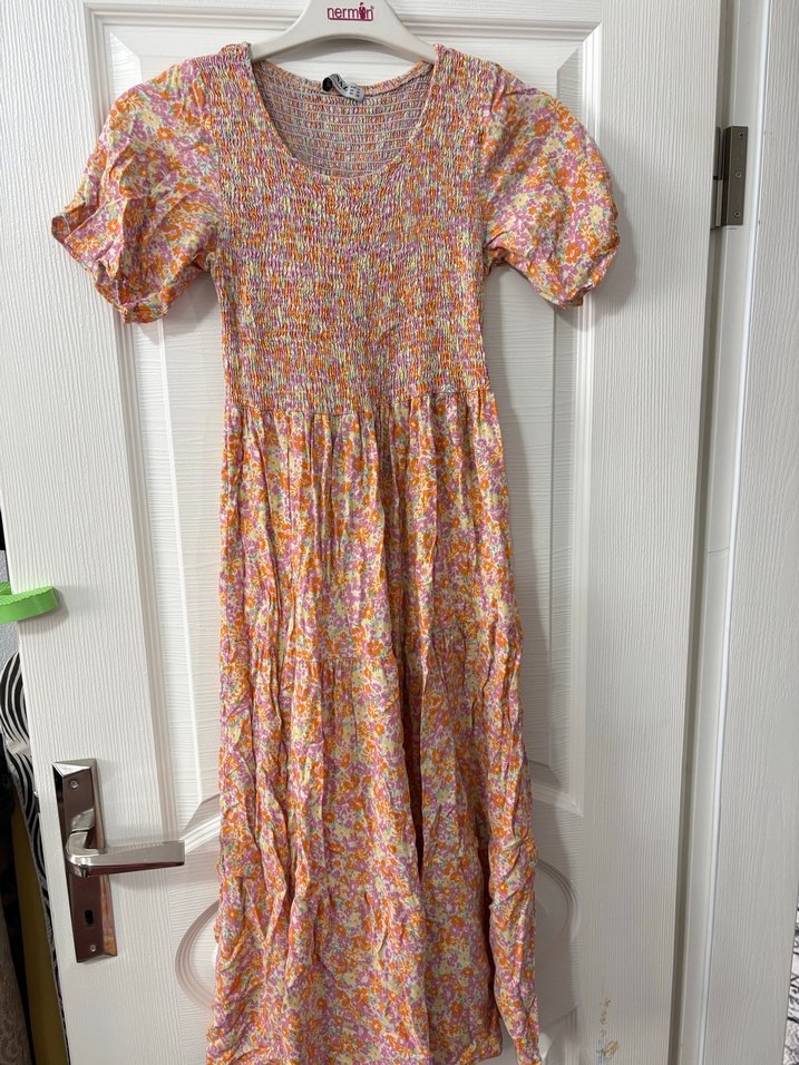 Pastel Çok Renkli Rahat Kadın Elbise - Görsel 2