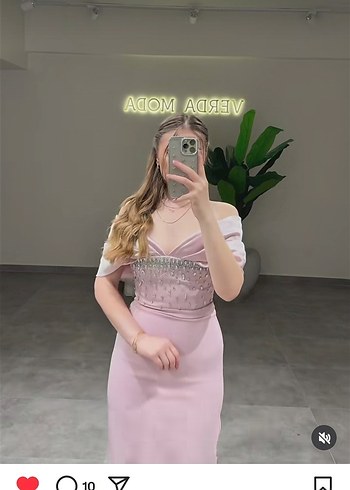 Diğer Pudra Pembe Drapeli Uzun Abiye Elbise 5000 TL ye alındı