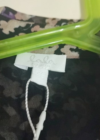 xs Beden Düğmeli V Yakalı Uzun Kollu Bağlama Desenli Bluz gömlek