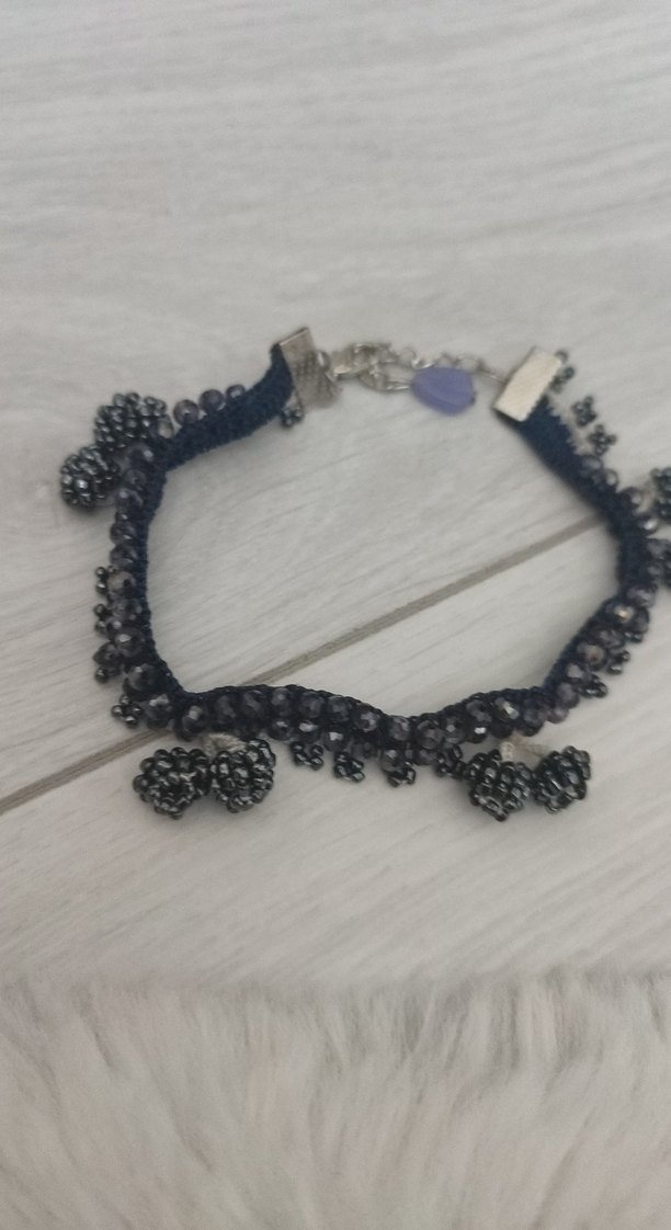 Nakışlı Siyah Boncuklu Gotik Bileklik - Görsel 2