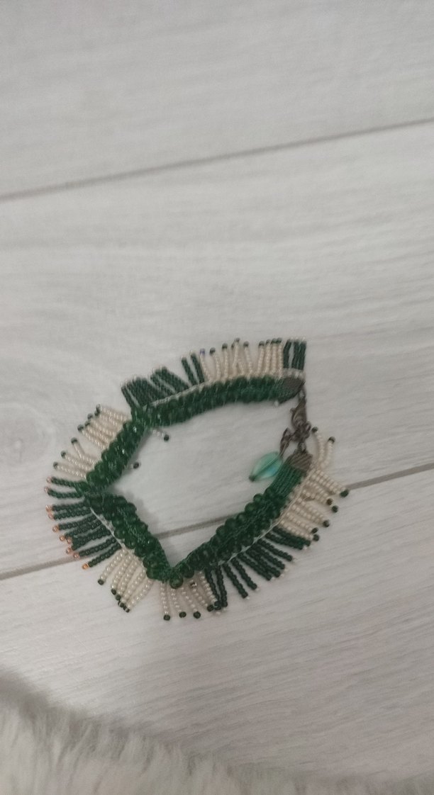 Uzun Yeşil Boncuklu Bohem Kolye - Görsel 2