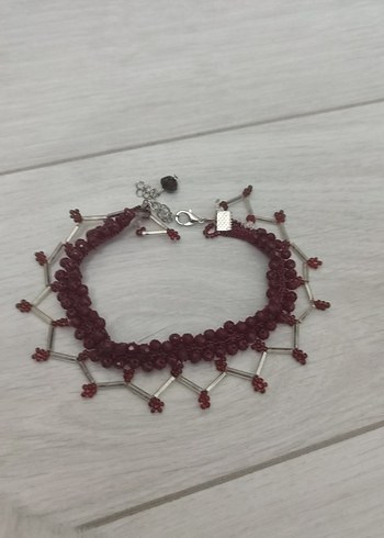 Bordo Gotik Nakışlı Boncuklu Kolye - Görsel 2