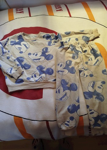 5 Yaş Beden Erkek Çocuk Baskılı Gri Mavi Pijama Takımı