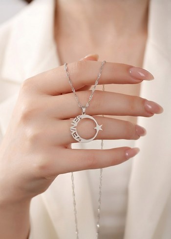 Sterling silver Ay Yildizli Gumus Zincir Kolye