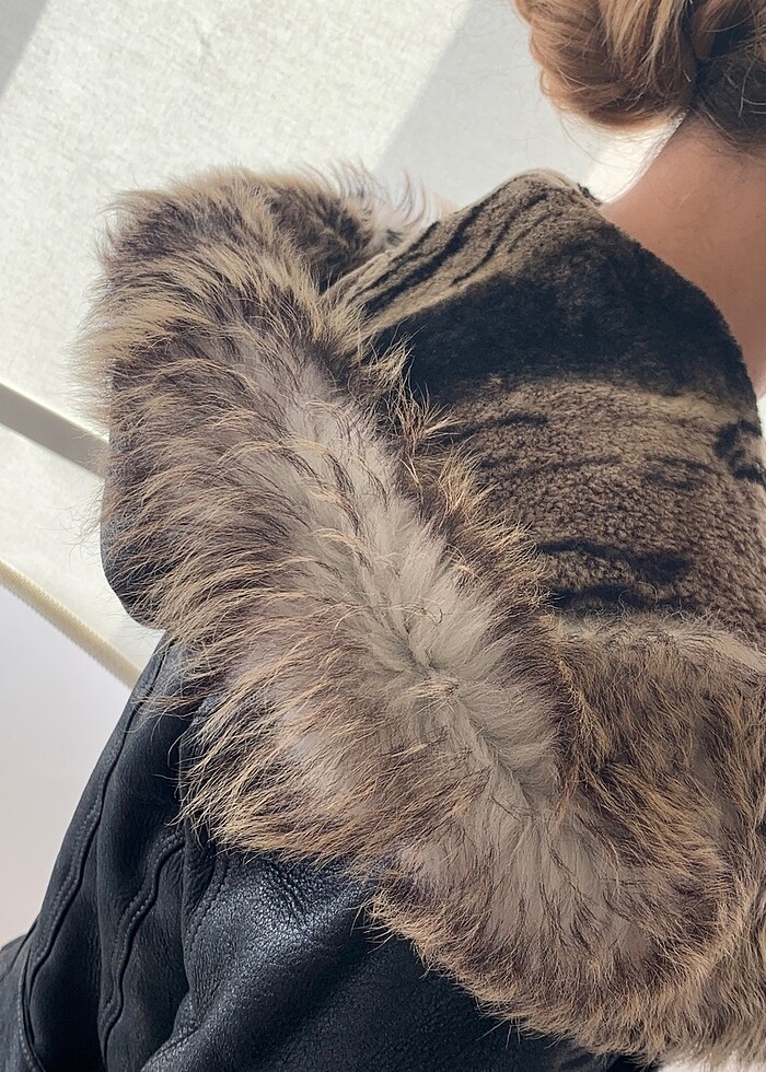 Kapşonlu gerçek tilki  italy malı mont - Görsel 2