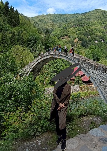 Uzun Kesim, Drapeli Kadın Yağmurluk - Camel - Görsel 2