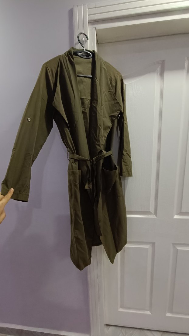 Uzun Kesim, Drapeli Kadın Yağmurluk - Camel - Görsel 4