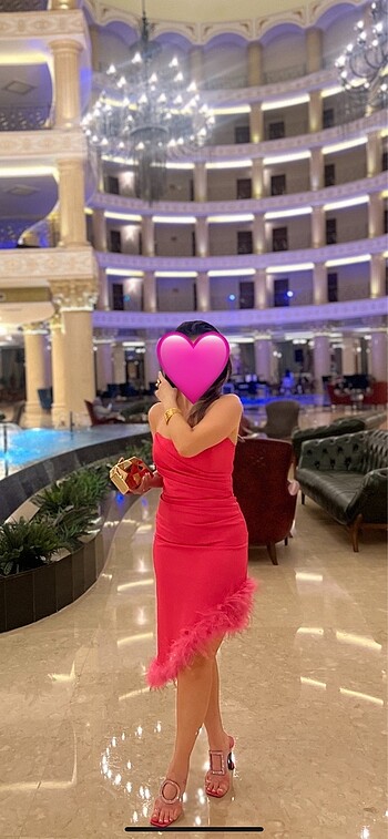 Fuşya Otrişli Abiye Elbise