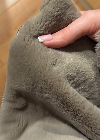 Bej Midi Kadın Rahat Kesim peluş kaban - Görsel 6