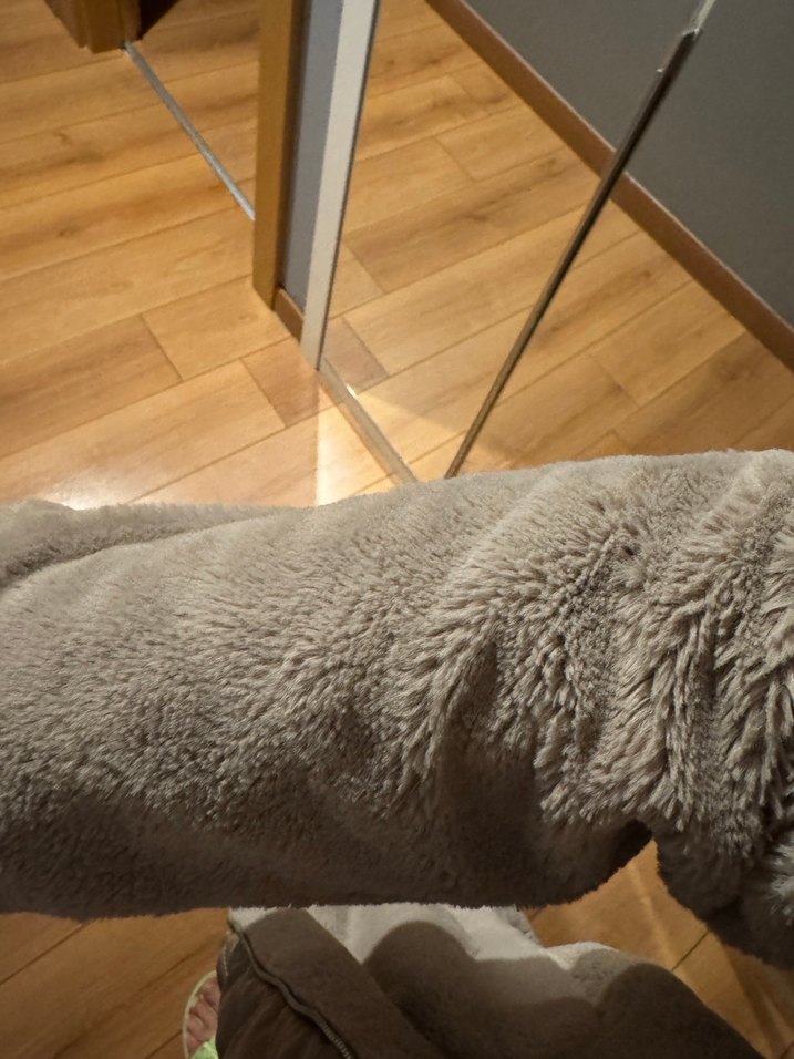 Bej Midi Kadın Rahat Kesim peluş kaban - Görsel 5