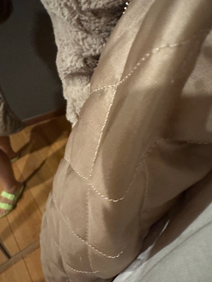 Bej Midi Kadın Rahat Kesim peluş kaban - Görsel 4