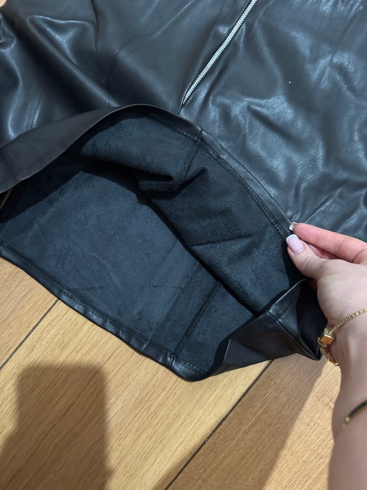 Deri Siyah Mini Etek - my dükkan ürünüdür - Görsel 3