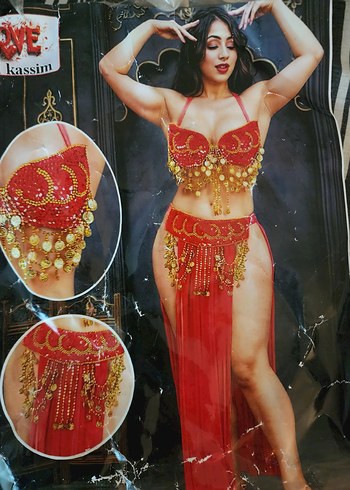 Kırmızı İşlemeli Boncuklu  oryantal dans elbisesi - Görsel 5